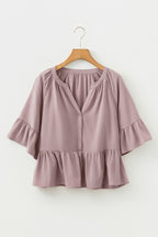 Ainsley Slit Ruffled Loose Blouse