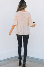 Oaklyn Textured Ruffled Short Sleeve Blouse-1