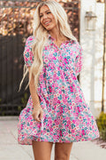 Lindsey Floral Short Sleeve Loose Dress-0