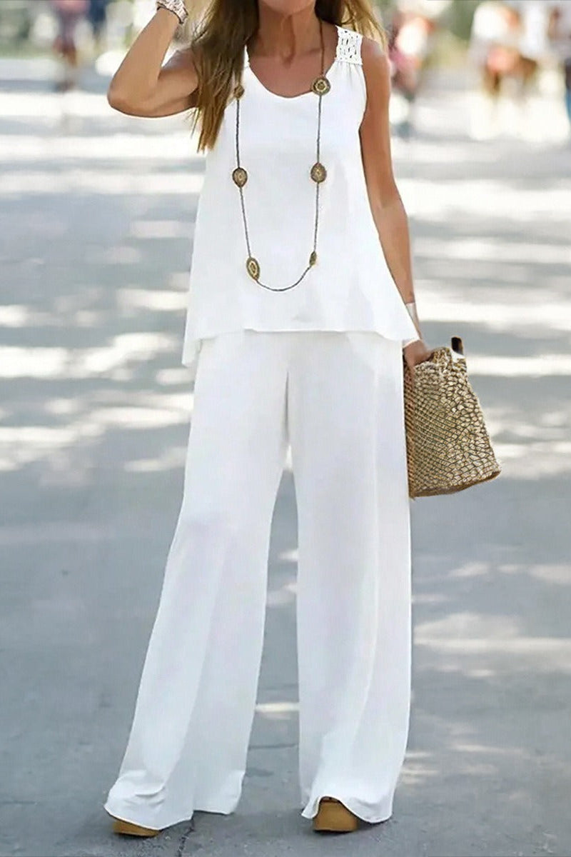 European and American spring/summer casual solid color vest and pants set
