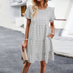 Leisure vacation printed dress with spring/summer temperament and ranch style