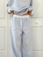 Blue and White Mini Striped Sweatpants