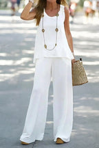 European and American spring/summer casual solid color vest and pants set