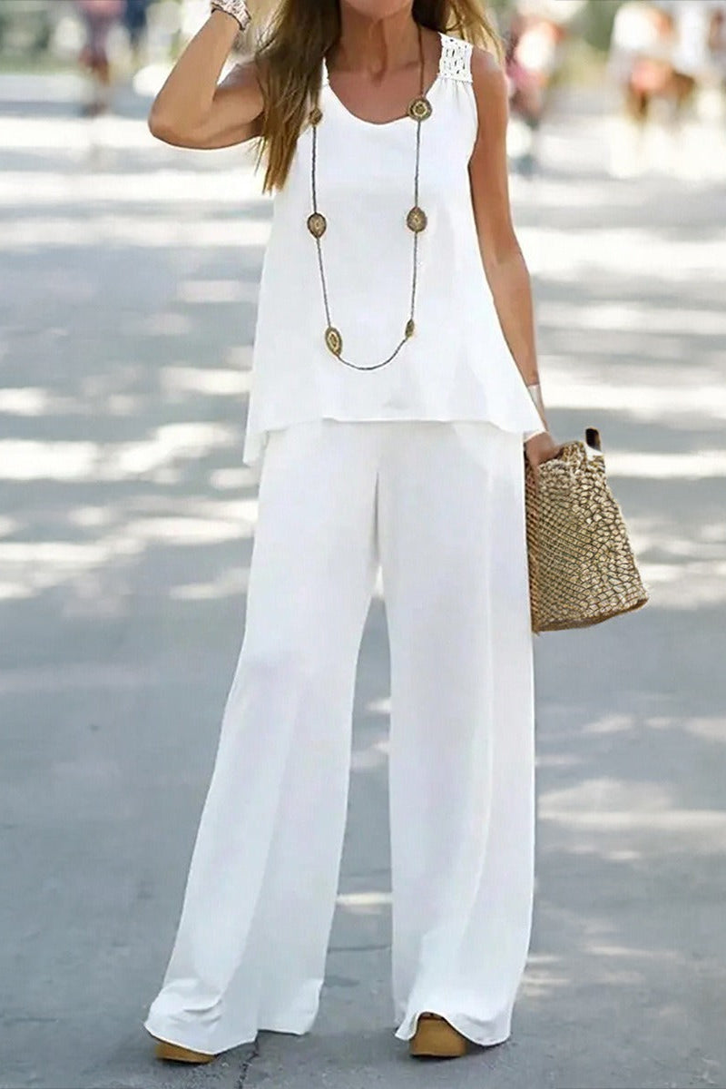 European and American spring/summer casual solid color vest and pants set