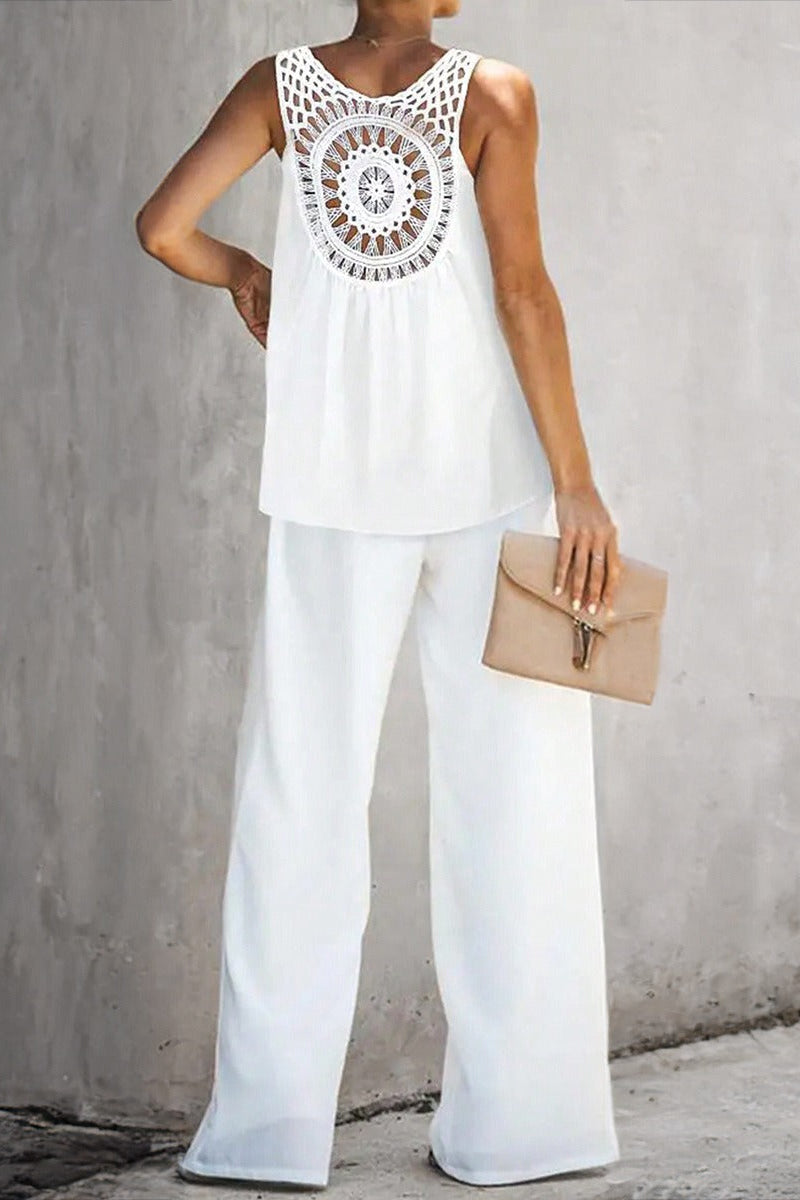 European and American spring/summer casual solid color vest and pants set