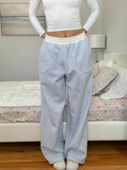 Blue and White Mini Striped Sweatpants
