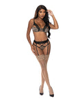 Purrfect Balconette Bra & Garter Panty Animal/Black S/M