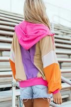 Oversized Bright Pink Purple & Orange Zip Hoodie