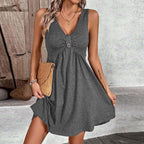 European and American spring and summer casual V-neck dress