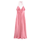 Spring European and American New Fashion Silk Texture Dress