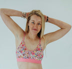 Pink Floral Print Bra