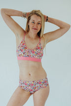 Pink Floral Print Bra