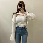 Camisole Knitted Cardigans Women Two Piece Sets 2021 Autumn Sweater Jacket Woman