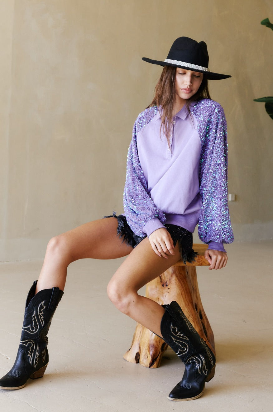 Lavender Sleeve Henley