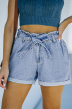 Denim Slouch Waist Shorts