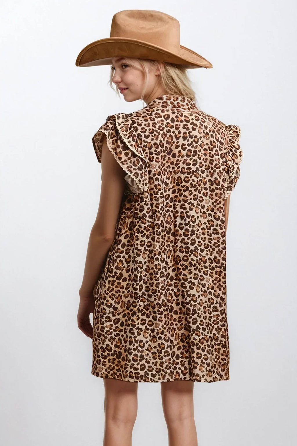 Desert Muse Leopard Ruffle Dress