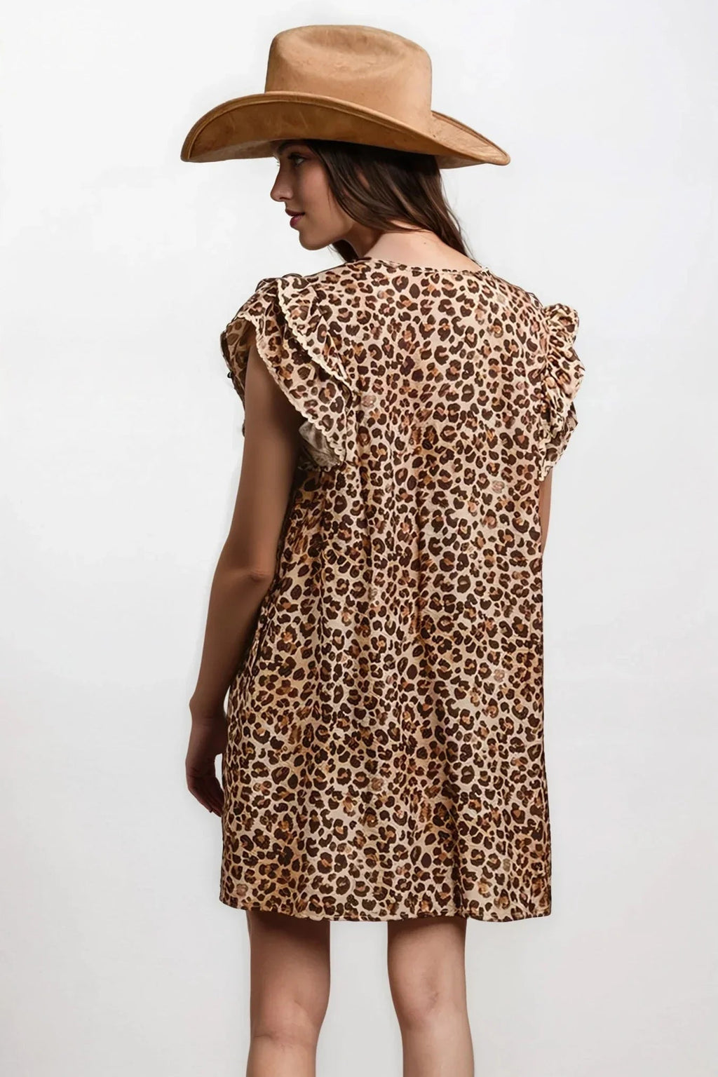 Desert Muse Leopard Ruffle Dress