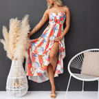 Spring Summer Sexy Print Lace up Dress Women