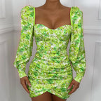 Long Sleeve Printed Sexy Dress Women Clothing Spring Autumn