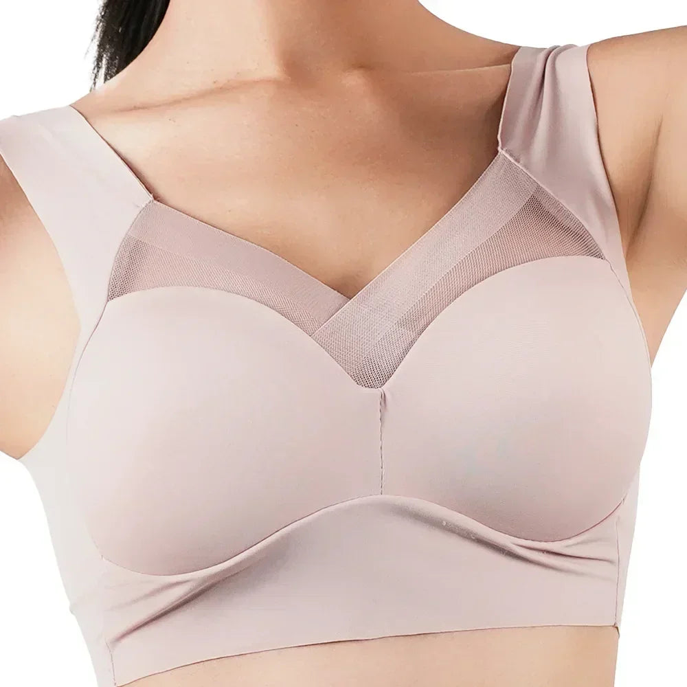 Women's Strappy Push Up Bra Seamless Padded Tops Casual Plus Size Soft Wireless Woman Bras XL-6XL Ice Silk Underwear