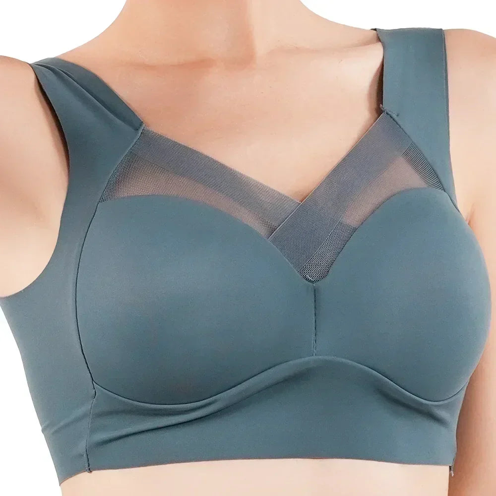 1pc Womens Ice Silk Minimizer Bras Large Size Underwear Seamless Lingerie Push Up Sport Thin Cup Sexy Mesh Yarn Bra for Women