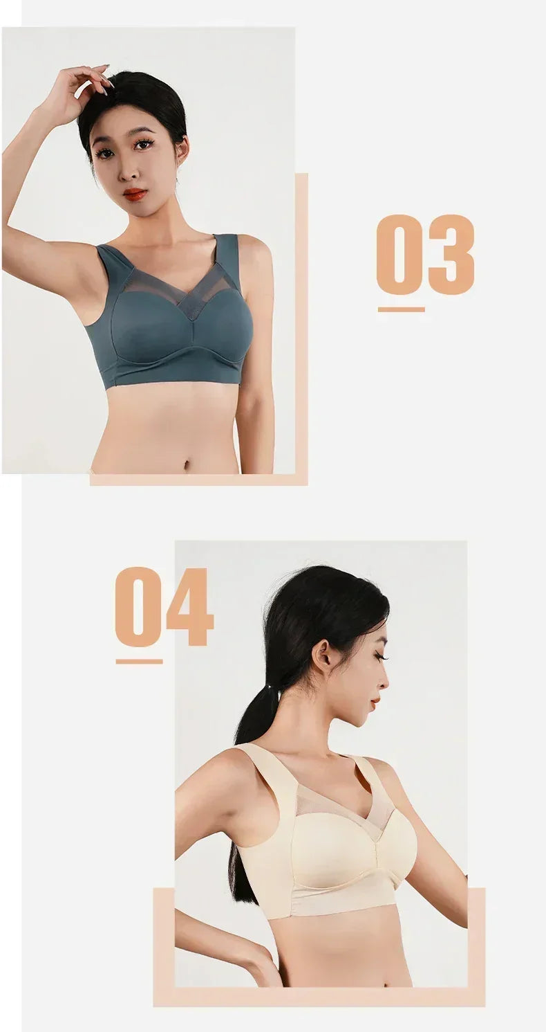 Women's Strappy Push Up Bra Seamless Padded Tops Casual Plus Size Soft Wireless Woman Bras XL-6XL Ice Silk Underwear
