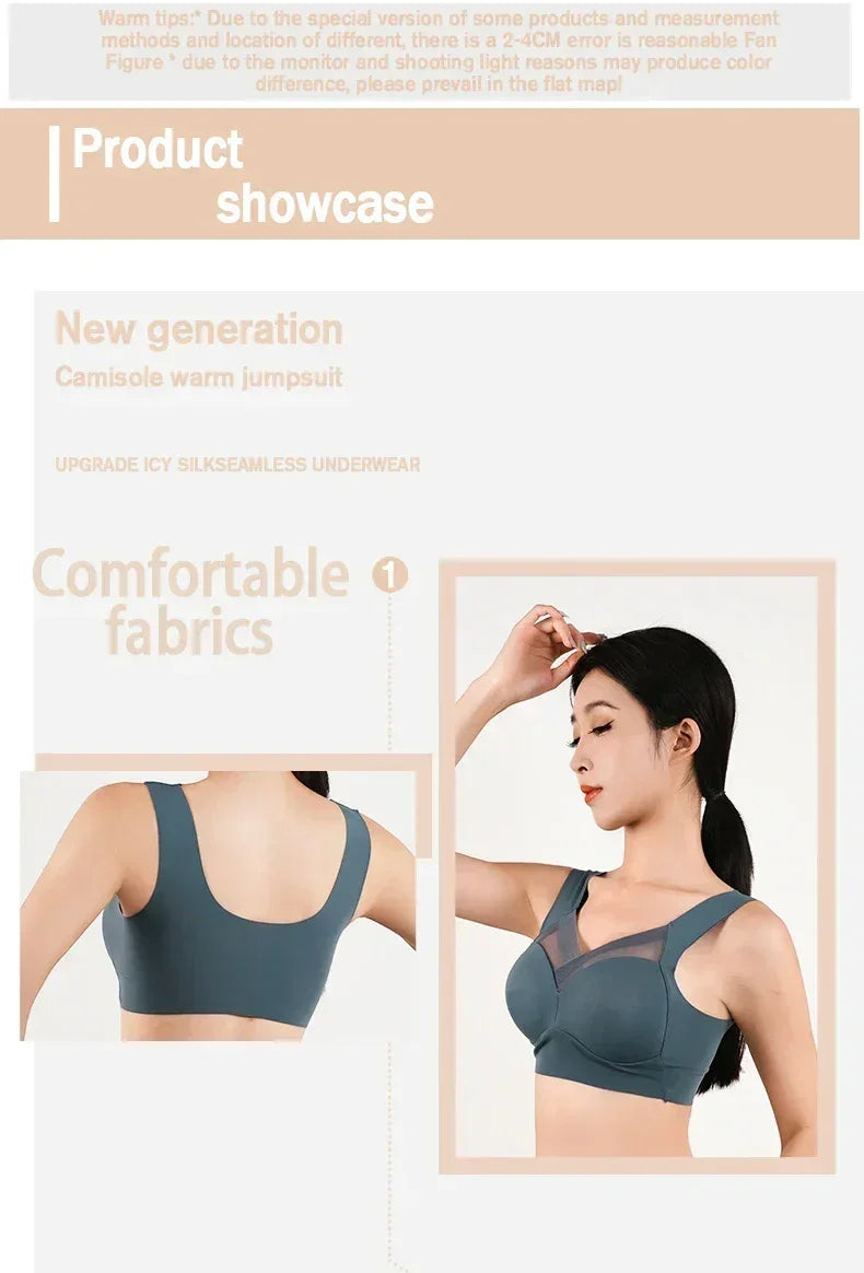 Women's Strappy Push Up Bra Seamless Padded Tops Casual Plus Size Soft Wireless Woman Bras XL-6XL Ice Silk Underwear