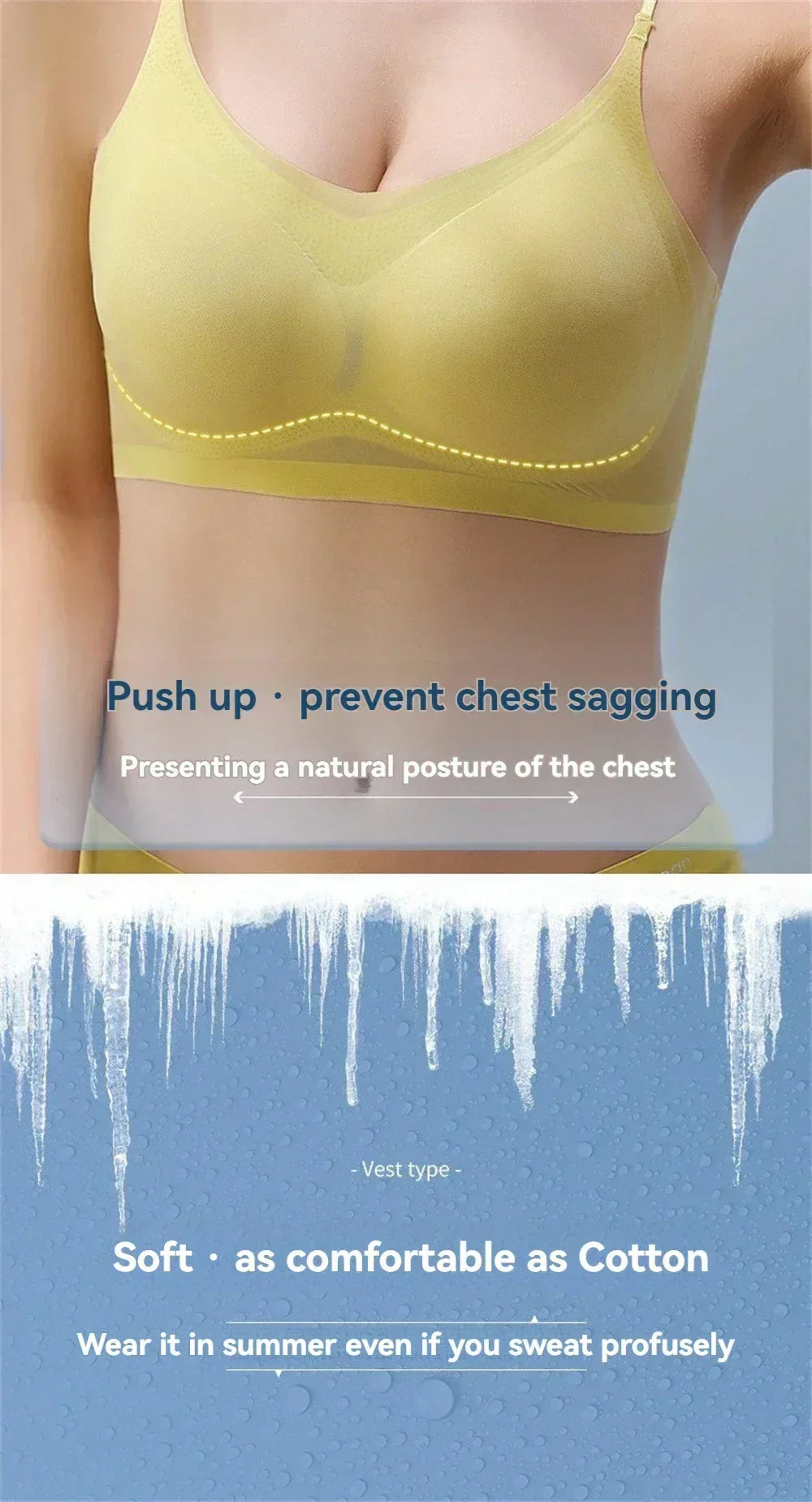 3PCS Ultra-Thin Breathable Ice Silk Top Bras Women's Bustier Underwear Seamless Back Halter Vest Wrap Wireless Bras Solid Color