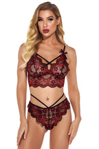 Contrast Daisy Lace Bra Set