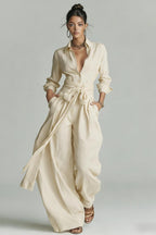 Solid Color Fashion Casual Pants Set for Women