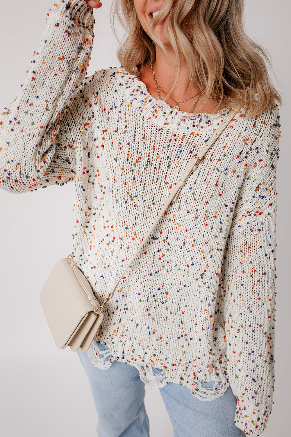 Isabel Confetti Distressed Knit Sweater