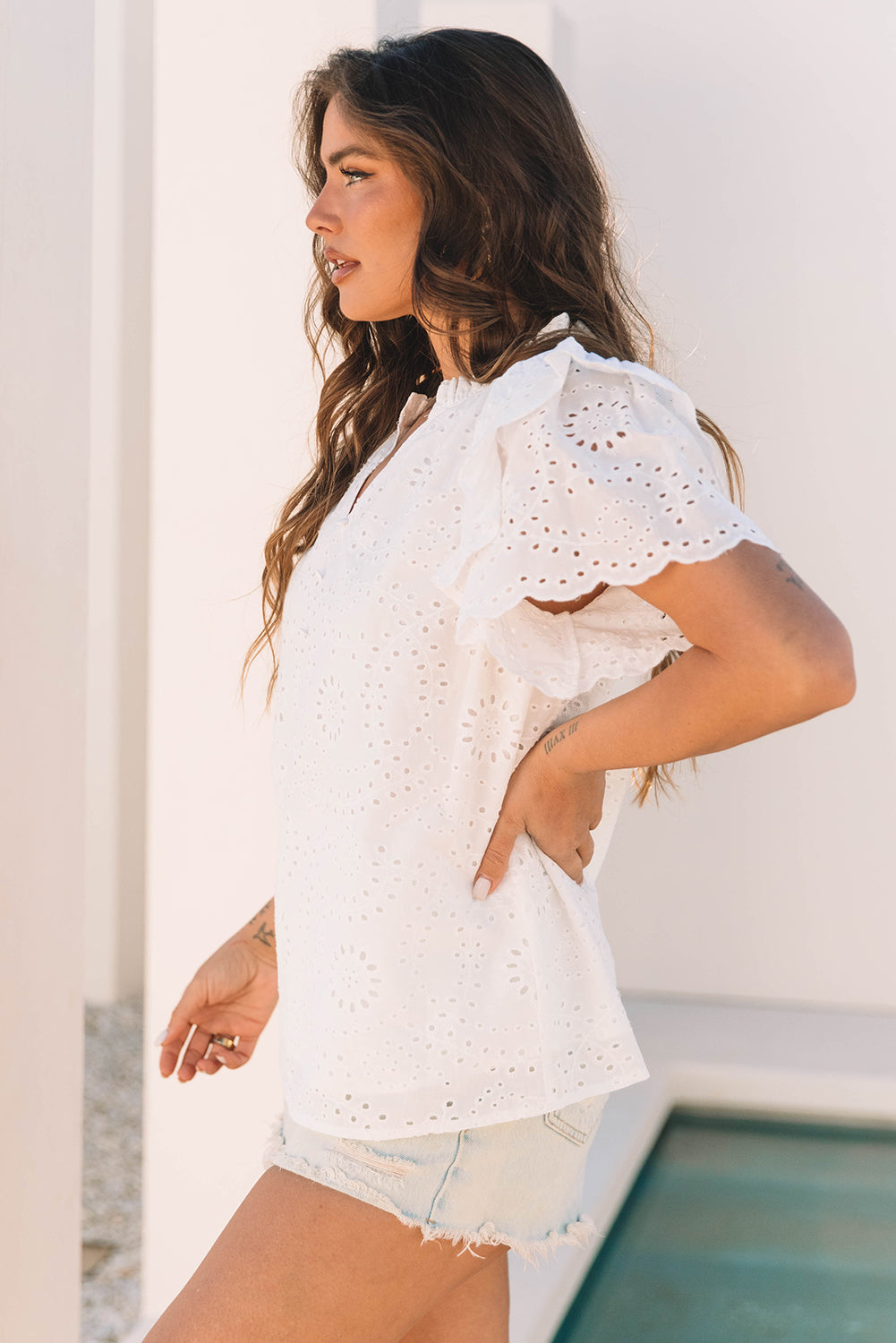 Aspyn Ruffle Short Sleeve Blouse-2
