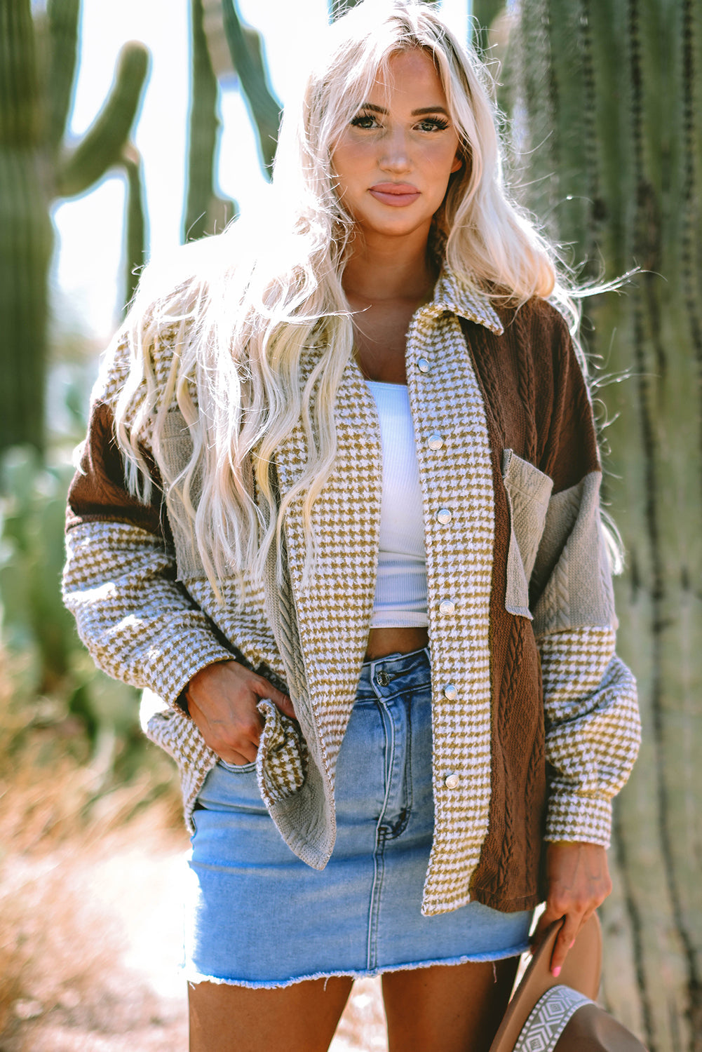 Luna Houndstooth Loose Shacket-2