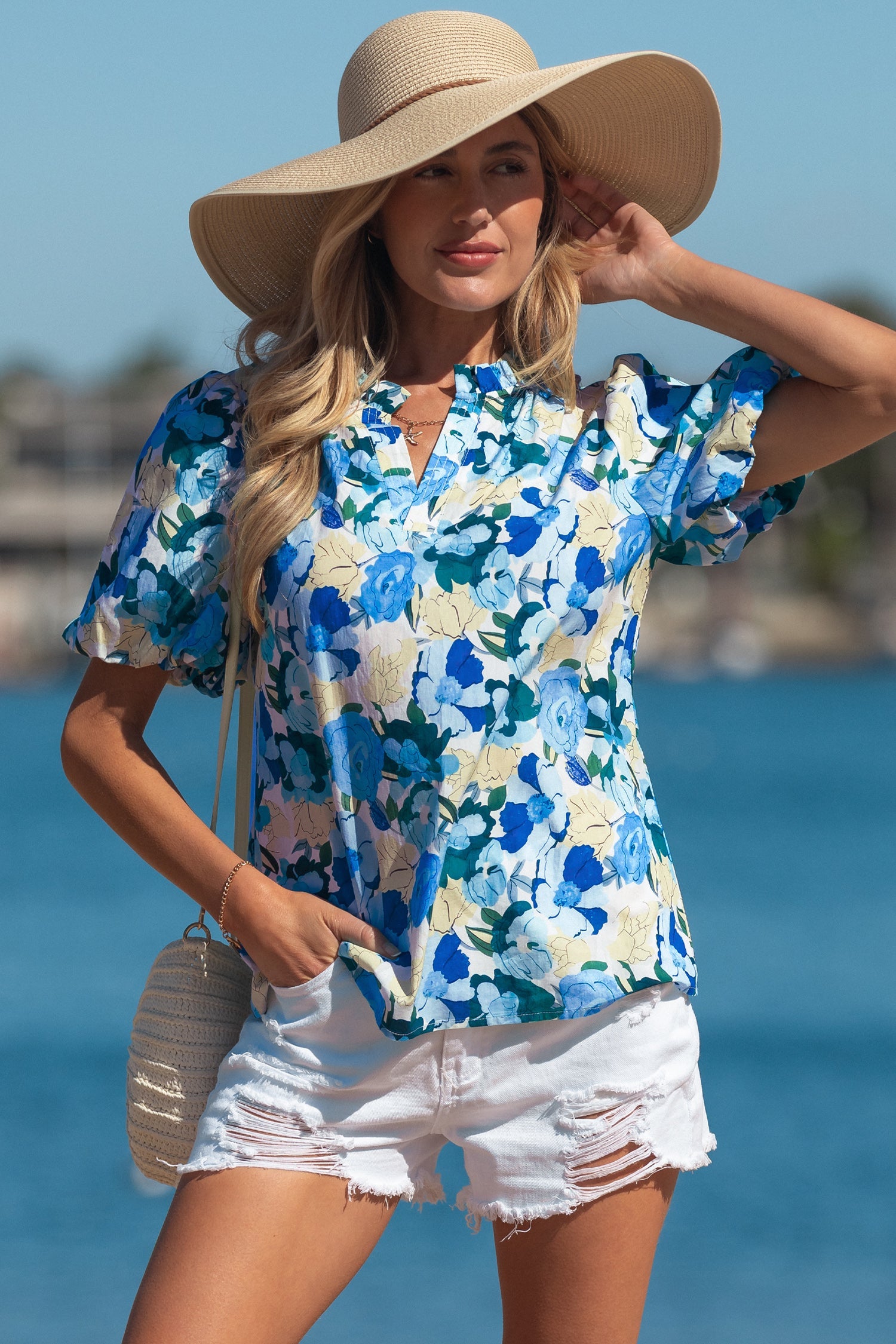 Leilani Short Puff Sleeve Blouse-3