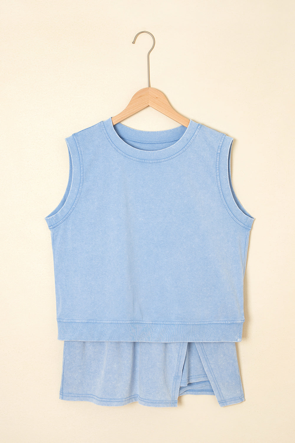 Aria 2 Pieces Mineral Wash Cotton Tank Top Lined Split Skirt Set-6