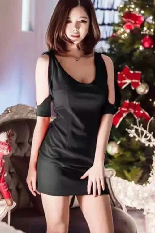 Low Cut Off Shoulder Base Mini Skirt Dress