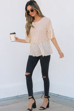 Oaklyn Textured Ruffled Short Sleeve Blouse-3