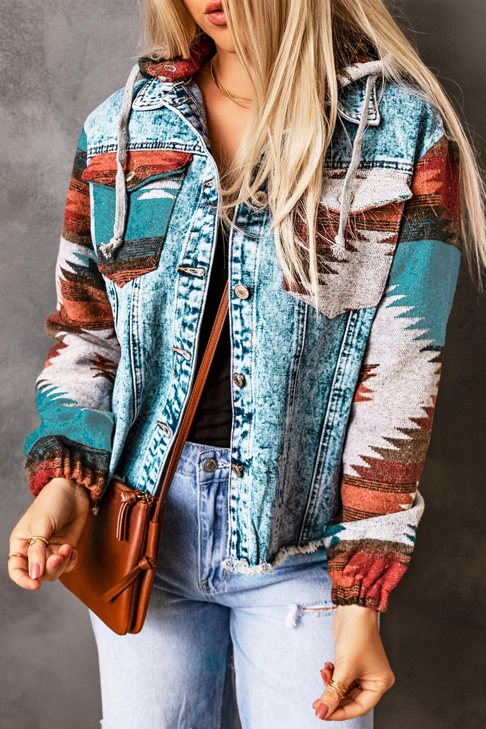 Emily Print Frayed Hem Jacket