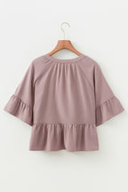 Ainsley Slit Ruffled Loose Blouse
