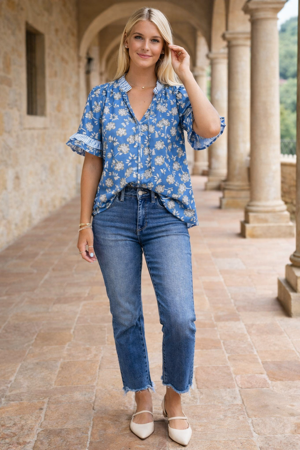 Hana Detail Short Sleeve Blouse-3