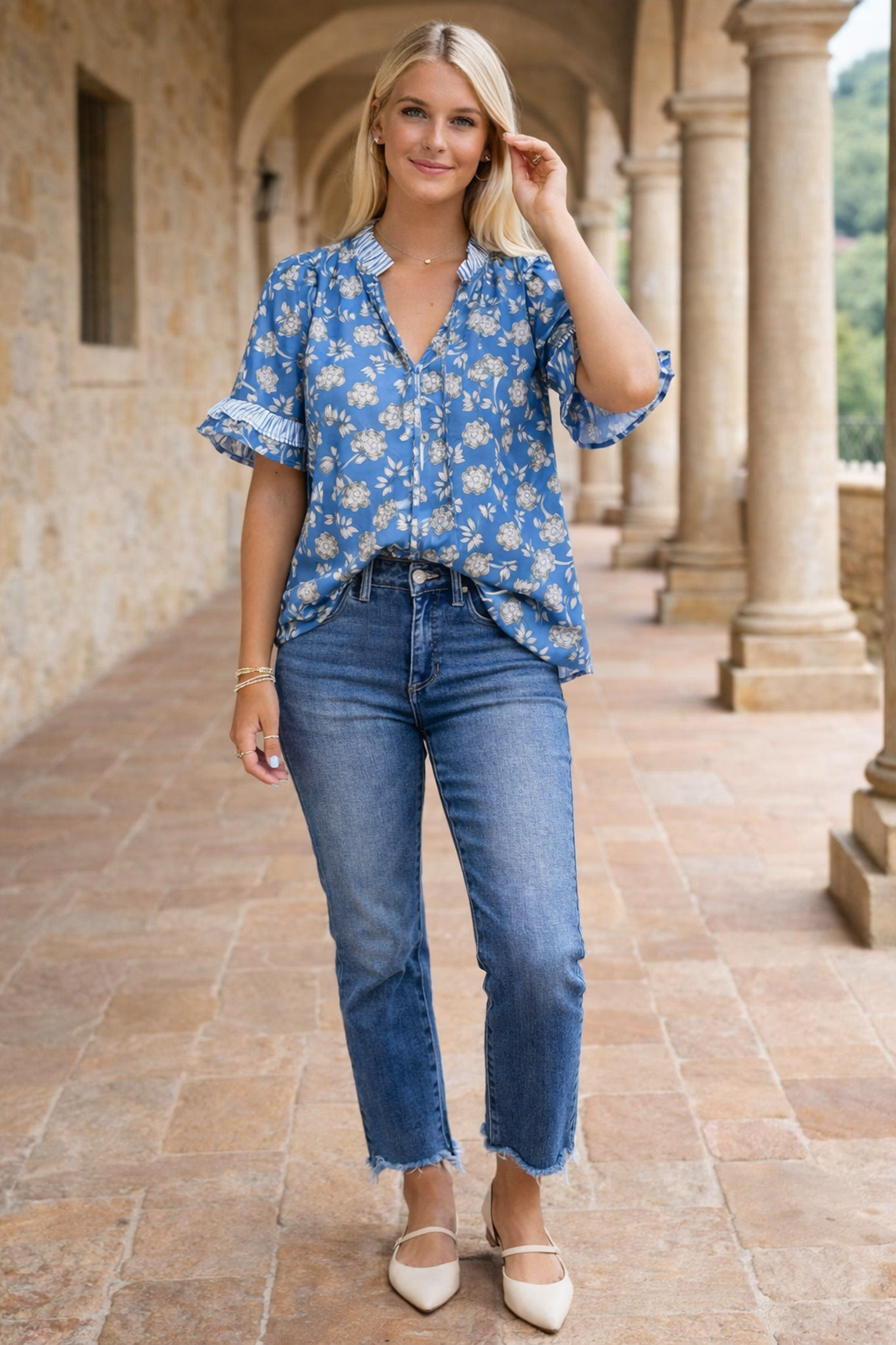 Hana Detail Short Sleeve Blouse-3