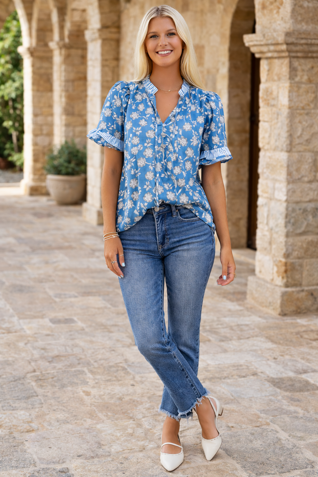 Hana Detail Short Sleeve Blouse-4