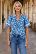 Hana Detail Short Sleeve Blouse-0