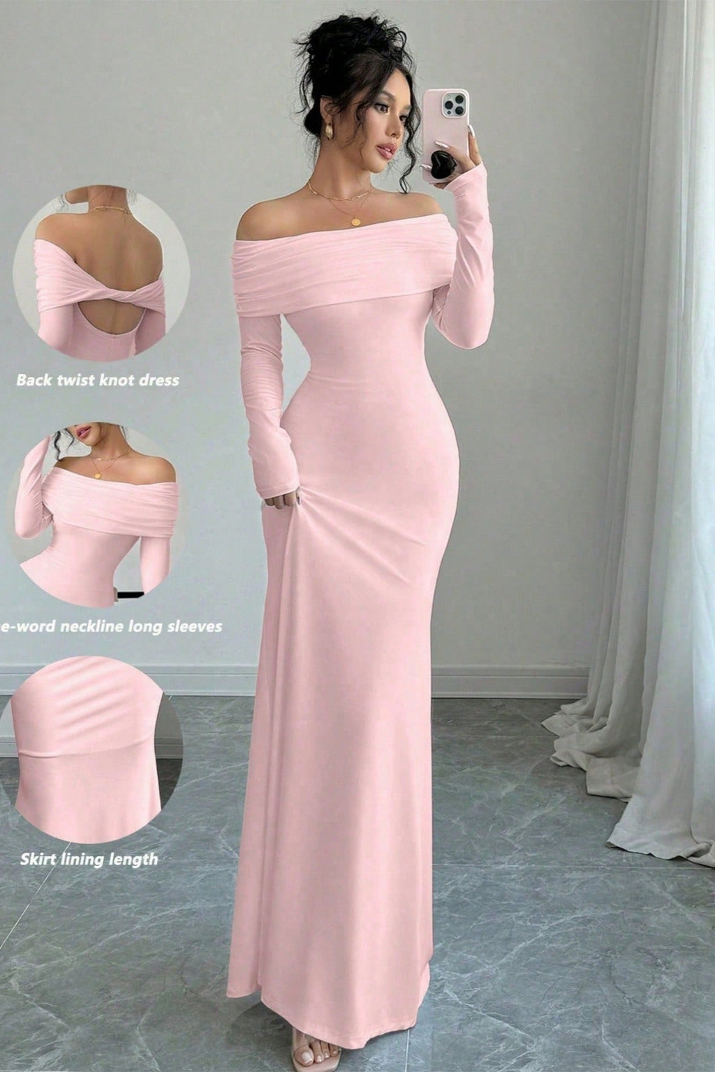 Elegant Off Shoulder Midi Evening Gown