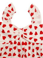 Heart Print Bow Front Peplum Blouse