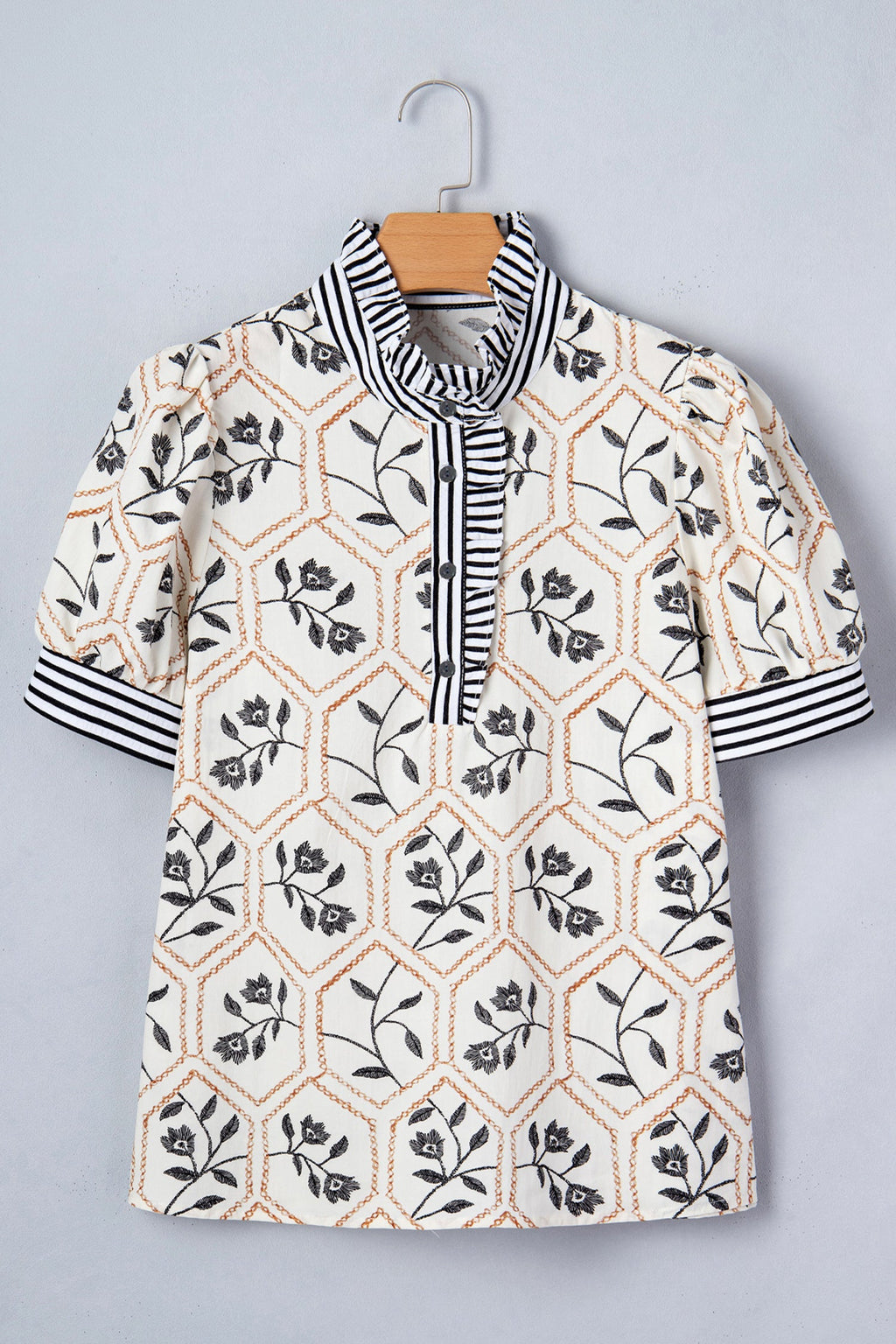 Hayden Patchwork Short Sleeve Blouse-3