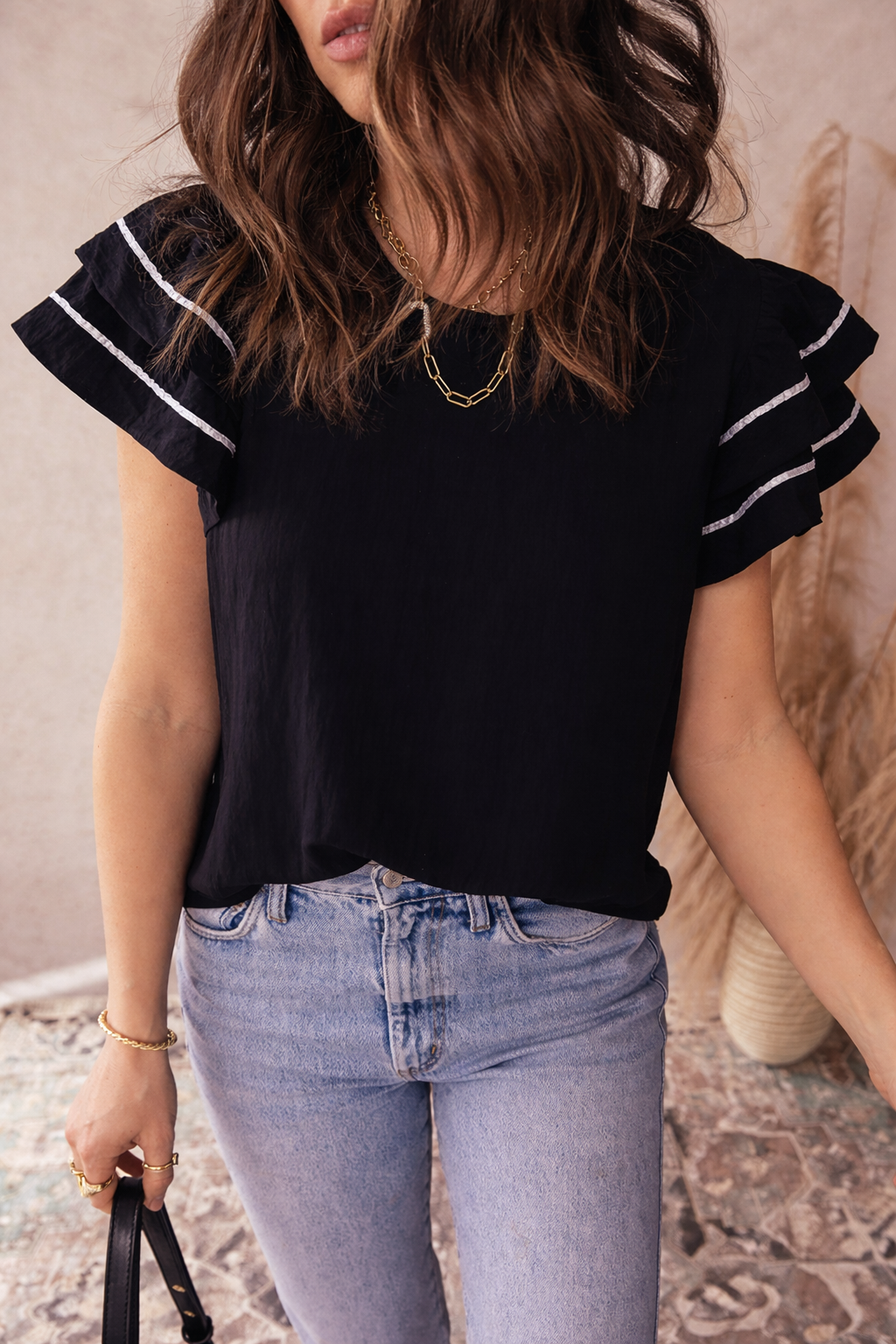 Amani Short Sleeve Textured Blouse-2