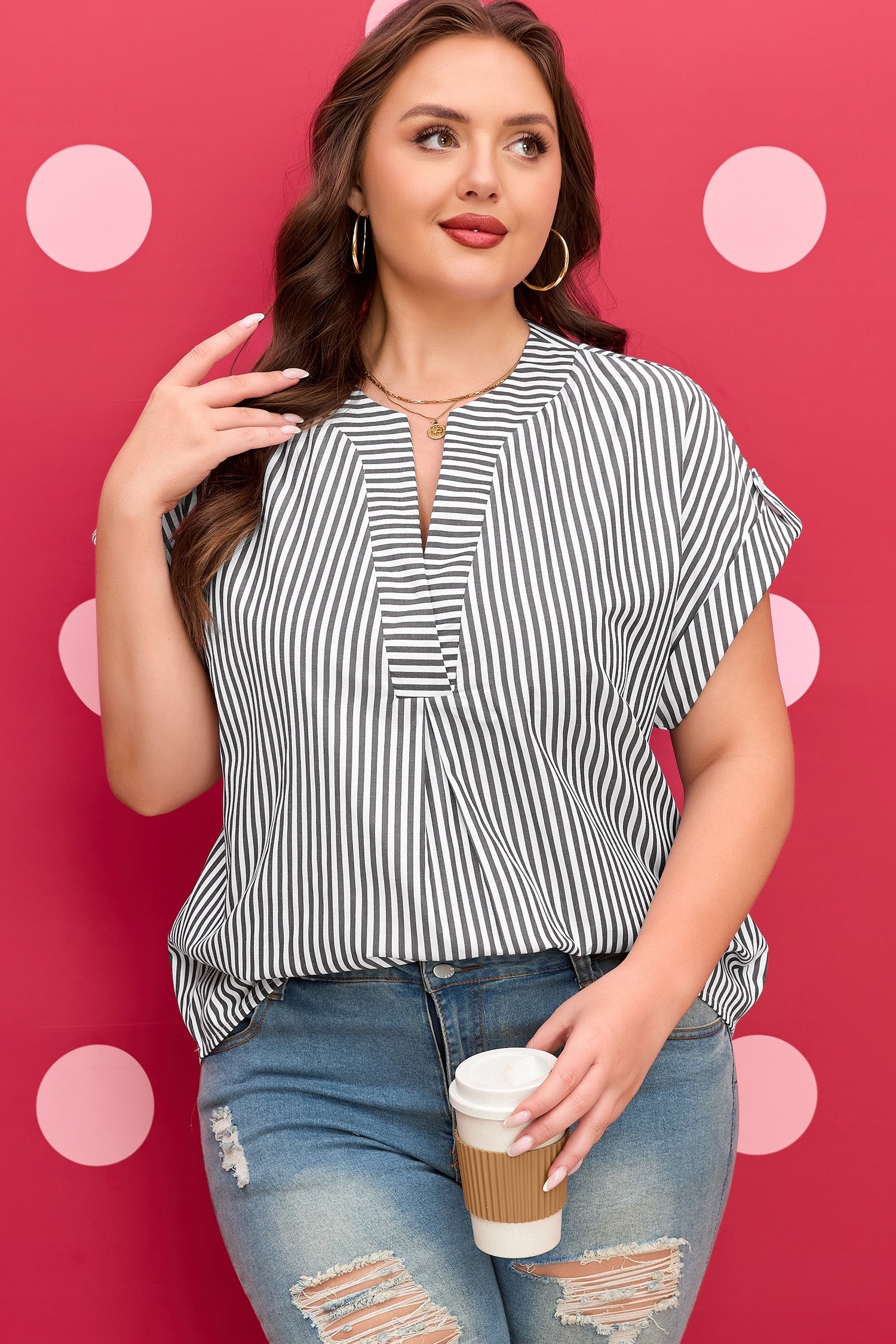Hope Short Dolman Sleeve PLUS Blouse-0