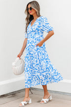 Shannon Floral V Neck Long Dress-2