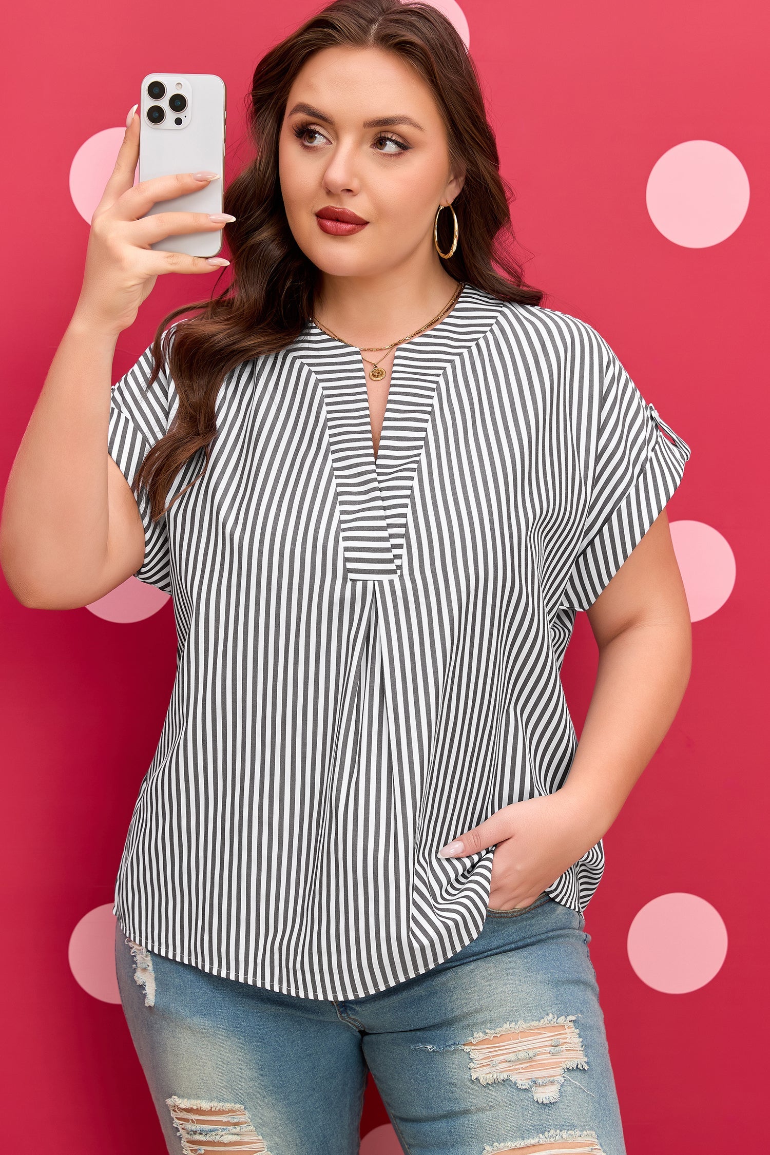Hope Short Dolman Sleeve PLUS Blouse-2